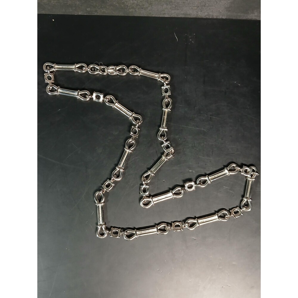 Heavy Silver-Tone Statement Chain Necklace 32"